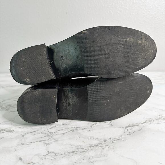 Tory Burch Gemini Goldtone Link Black Leather Flat Ankle Boots women’s size 8 - Picture 13 of 16